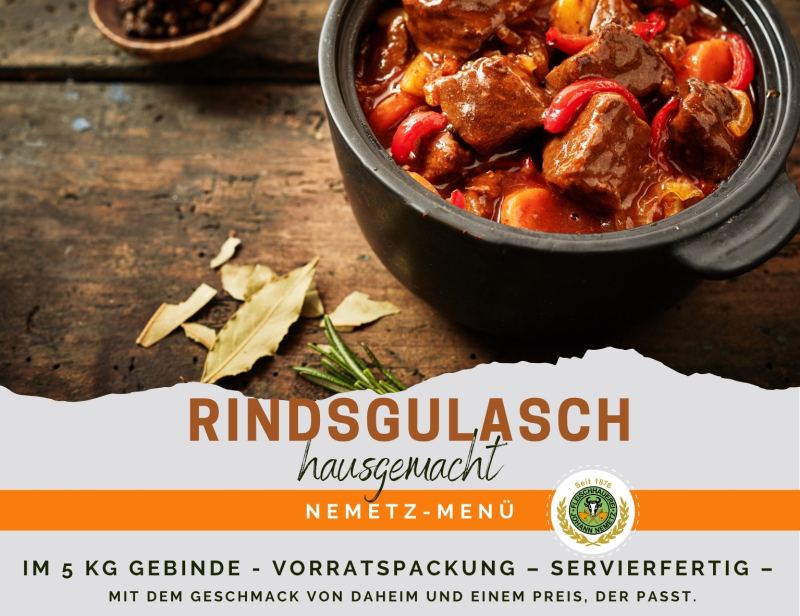 Hausgemachtes Rindsgulasch, 5 kg, fertig gekocht & tiefgekhlt