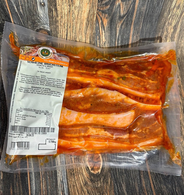 Schweine Bauchsteak ohne Knochen mariniert