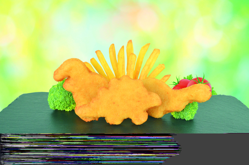 Hhner Schnitzel Dino-Form paniert